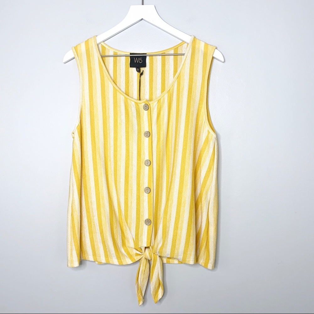 ANTHROPOLOGIE W5 Yellow & White Striped Tank Top